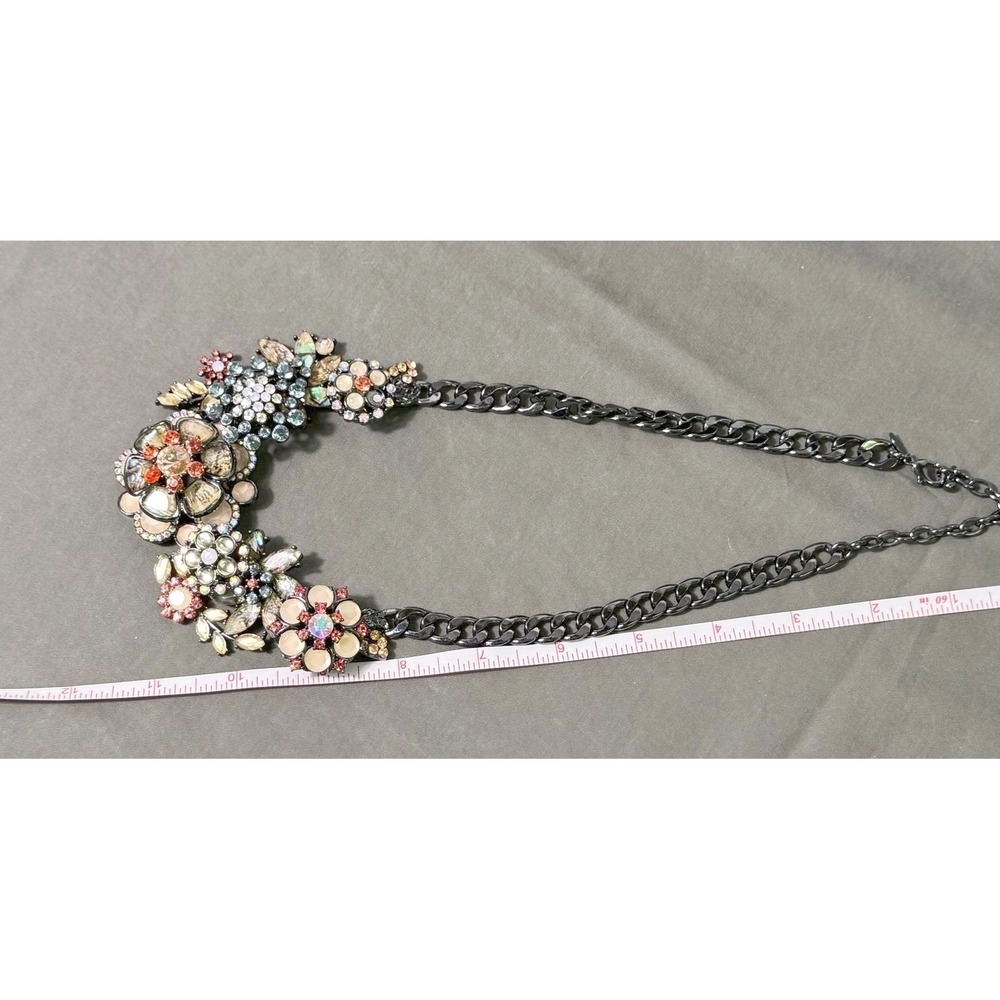 Joan Rivers statement necklace clusters of multi color floral rhinestones - Picture 3 of 8